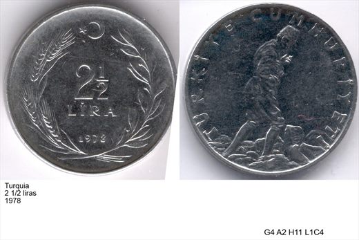 Turquia - Lira 2.5 - 1978 - G4 A2 H11 L1C4