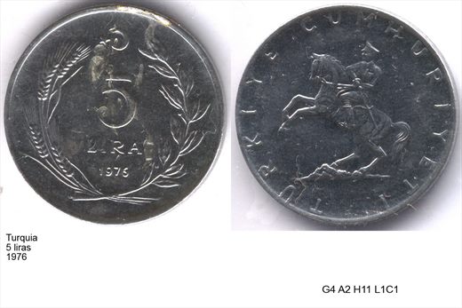 Turquia - Lira 5 - 1976 - G4 A2 H11