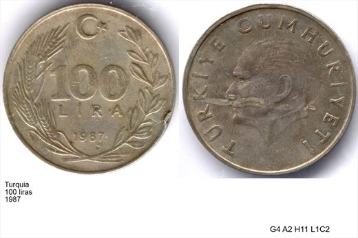 Turquia - Lira 100 - 1987 - G4 A2 H11 L1C2