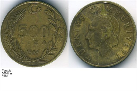 Turquia - Lira 500 - 1989 - G5 A3 H03 L2C2