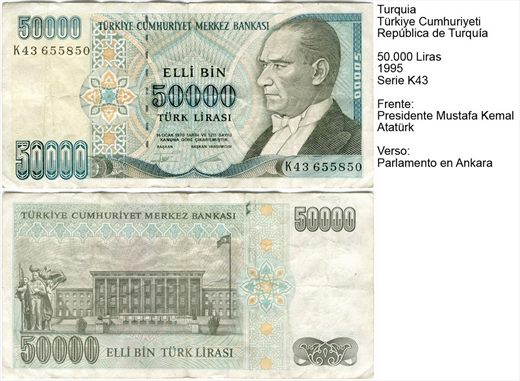Turquia - Lira 50000 - 1995 - Serie K43