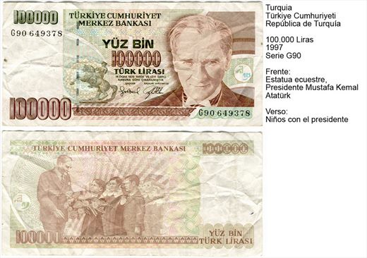 Turquia - Lira 100000 - 1997 - Serie G90
