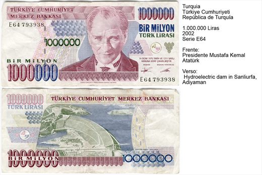 Turquia - Lira 1000000 - 2002 - Serie E64