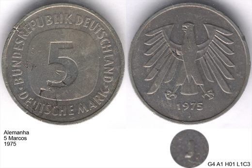 Alemanha - Marco 5 - 1975 J - G4 A1 H01 L1C3