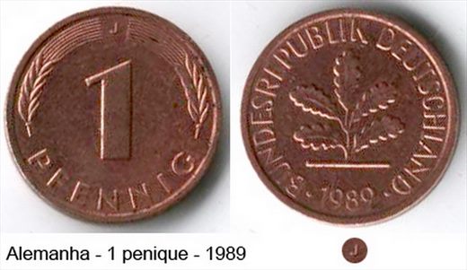 Alemanha - Pfennig 1 - 1989 J