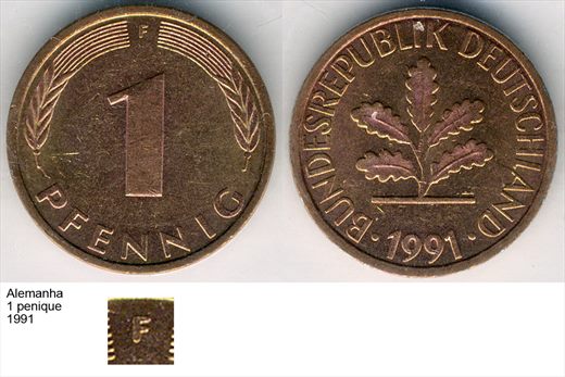Alemanha - Pfennig 1 - 1991 F - G6 A1 H02 L3C4