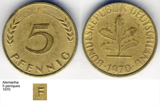 Alemanha - Pfennig 5 - 1970 F - G6 A1 H02