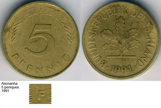 Alemanha - Pfennig 5 - 1991 F - G6 A1 H02 L2C2