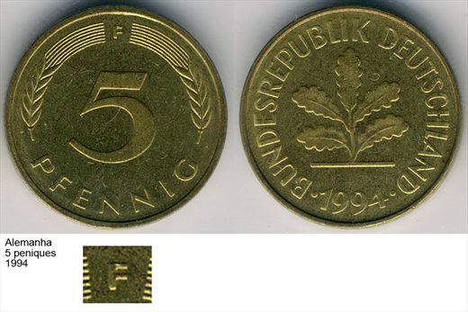 Alemanha - Pfennig 5 - 1994 F - G6 A1 H02 L2C3