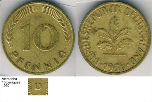 Alemanha - Pfennig 10 - 1950 D - G6 A1 H02 L4C3