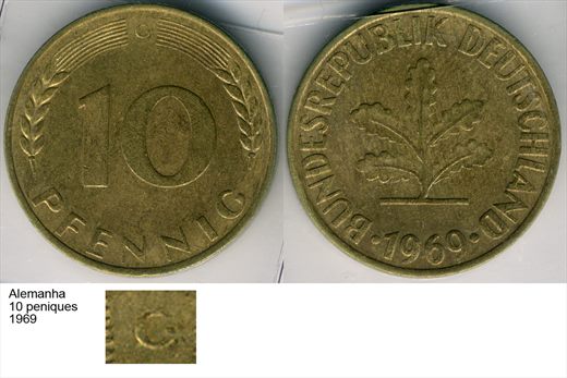 Alemanha - Pfennig 10 - 1969 G - G6 A1 H02 L4C5
