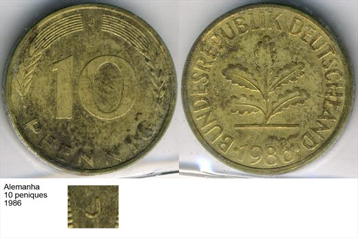 Alemanha - Pfennig 10 - 1986 J - G6 A1 H02 L6C1