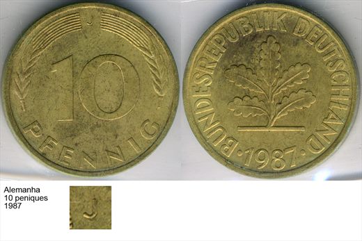 Alemanha - Pfennig 10 - 1987 J - G6 A1 H02 L6C2