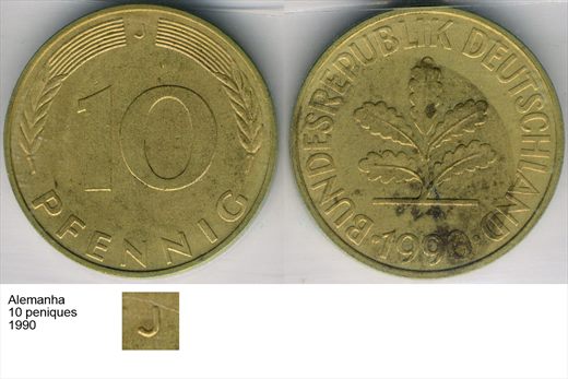 Alemanha - Pfennig 10 - 1990 J - G6 A1 H02 L6C5