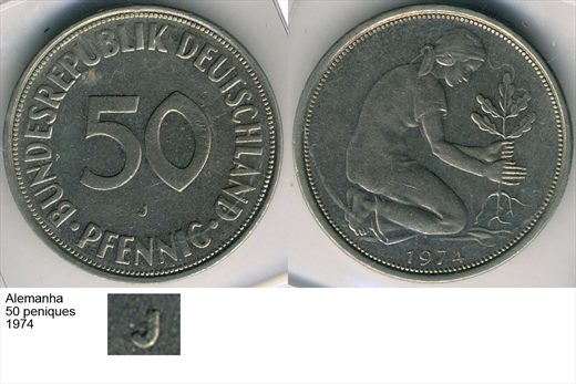 Alemanha - Pfennig 50 - 1974 J - G6 A1 H03 L1C4