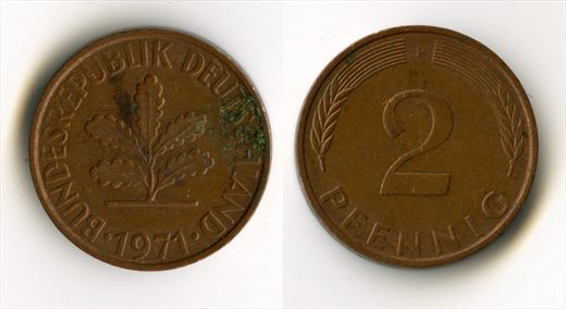 Alemanha - Pfennig 2 - 1971 F
