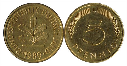 Alemanha - Pfennig 5 - 1989 J