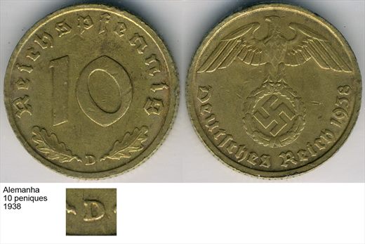 Alemanha - Reichspfennig 10 - 1938 D - G6 A1 H02 L3C5
