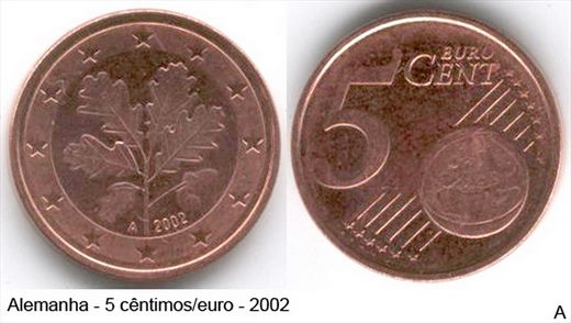 Alemanha - Euro Cent 5 - 2002 A