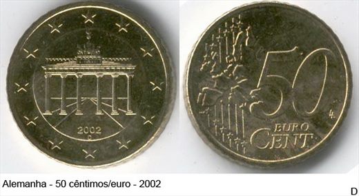 Alemanha - Euro Cent 50 - 2002 D