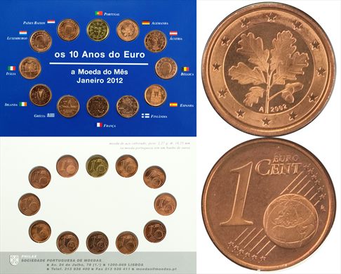 Alemanha - Euro cent 1 - 2002 A (10 Anos do Euro)