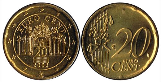 Austria - Euro Cent 20 - 2002