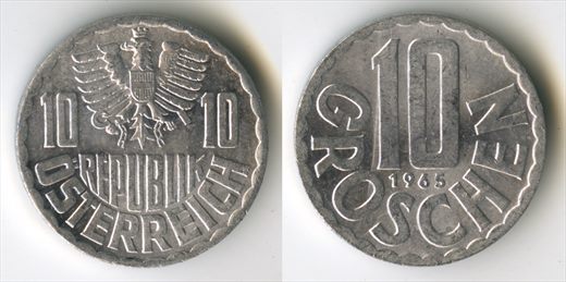 Austria - Groschen 10 - 1965