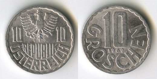 Austria - Groschen 10 - 1969