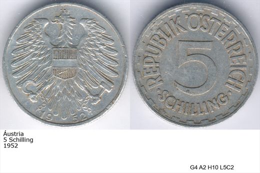 Austria - Schilling 5 - 1952 - G4 A2 H10 L5C2