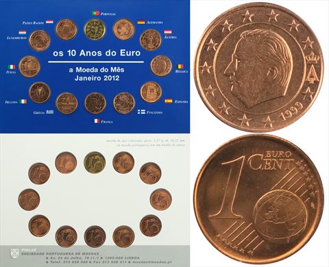 Belgica - Euro cent 1 - 1999 (10 Anos do Euro)