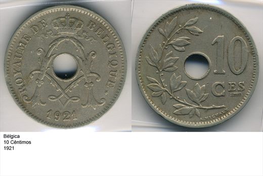 Belgica - Centimo 10 - 1921 - G6 A2 H11 L6C4