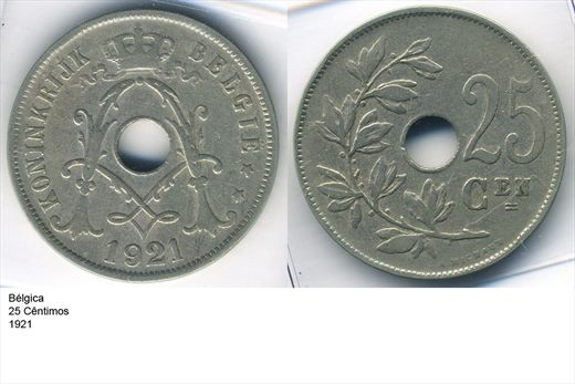Belgica - Centimo 25 - 1921 - G5 A2 H10 L3C3