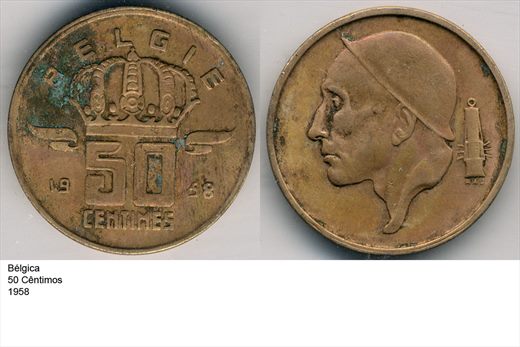 Belgica - Centimo 50 - 1958 - G6 A2 H12 L1C4