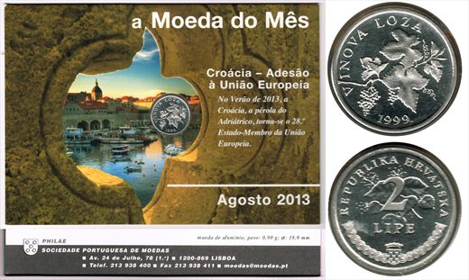 Croacia - Lipa 2 - 1999 Moeda do mes agosto 2013
