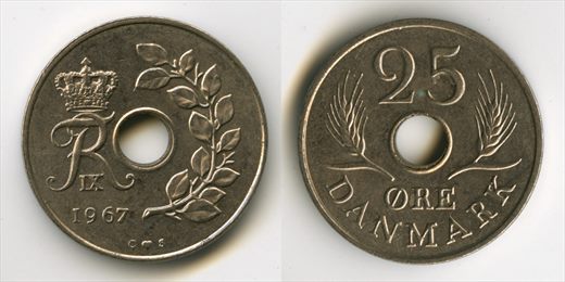 Dinamarca - Coroa 25 - 1967