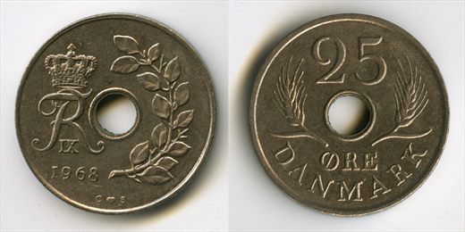 Dinamarca - Coroa 25 - 1968