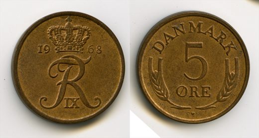 Dinamarca - Coroa 5 - 1968