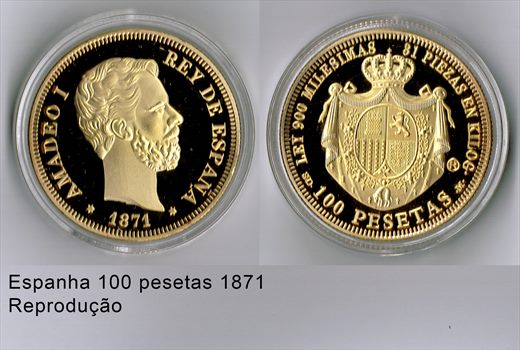 Espanha - Peseta 100 - 1871 - Replica