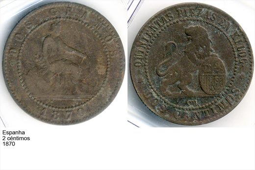 Espanha - Centimo 2 - 1870 - G6 A2 H02 L6C6