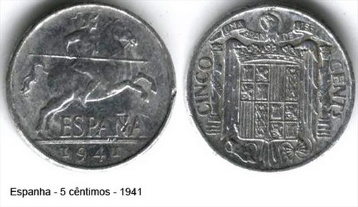 Espanha - Centimo 5 - 1941