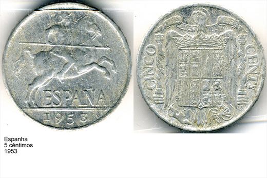 Espanha - Centimo 5 - 1953 - G6 A2 H02 L7C4