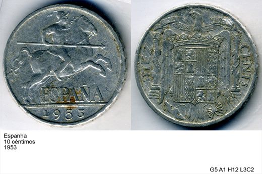 Espanha - Centimo 10 - 1953 - G5 A1 H12 L3C2