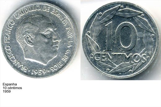 Espanha - Centimo 10 - 1959 - G6 A2 H02 L7C2