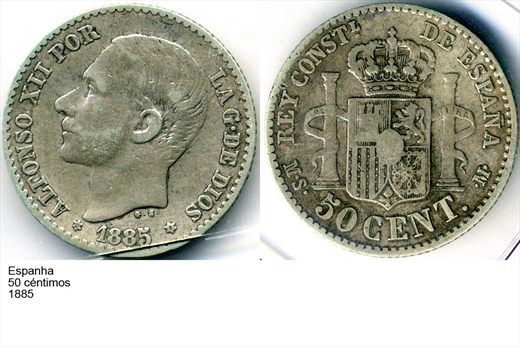 Espanha - Centimo 50 - 1885 - G6 A2 H02 L2C5