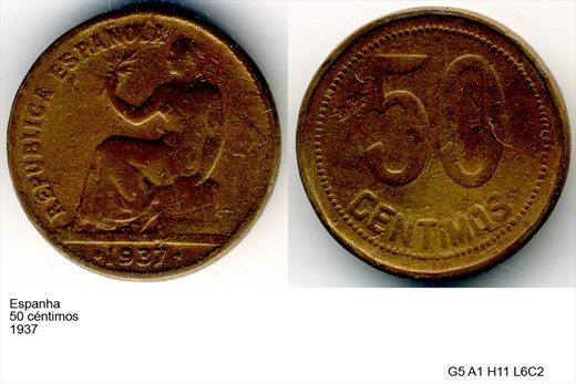 Espanha - Centimo 50 - 1937 - G5 A1 H11 L6C2