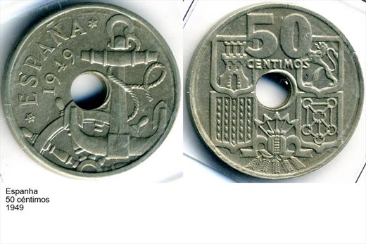 Espanha - Centimo 50 - 1949 - G6 A2 H02 L2C6
