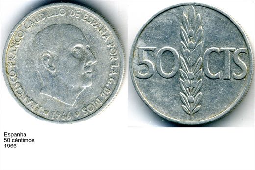 Espanha - Centimo 50 - 1966 - G6 A2 H02 L3C2