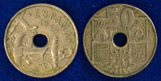 Espanha - centimo 50 - 1949
