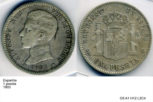 Espanha - Peseta 1 - 1903 - G5 A1 H12 L2C4