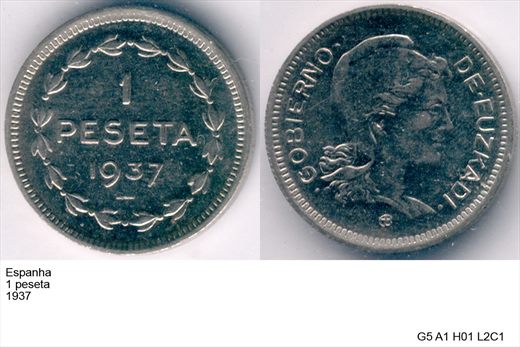 Espanha - Peseta 1 - 1937 - G5 A1 H01 L2C1